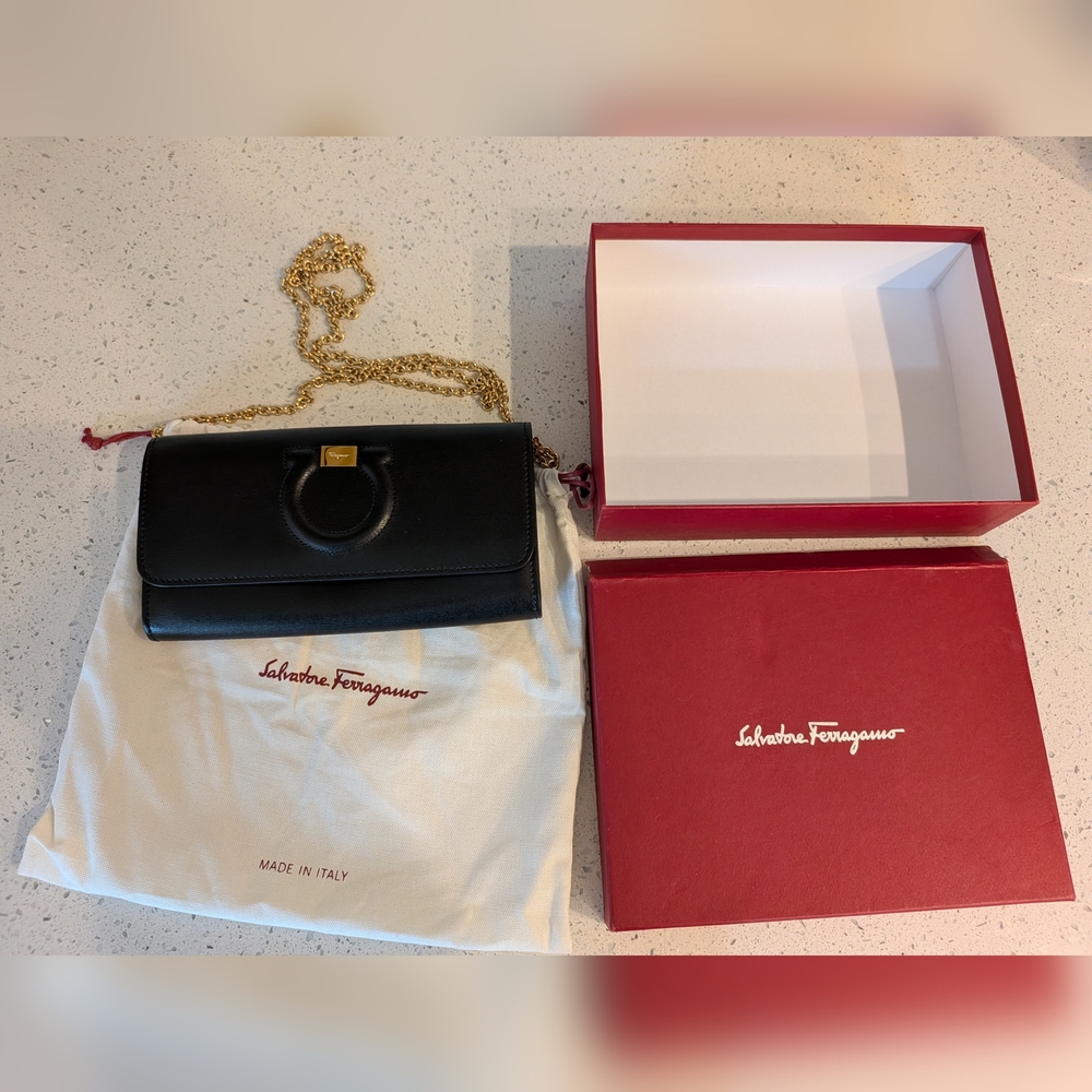 Salvatore Ferragamo Black Leather Shoulder Bag